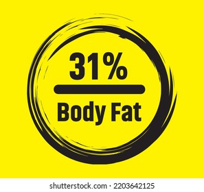Body fat percentage calculation icon. Fat percent check on yellow background- Person suffering from obesity
