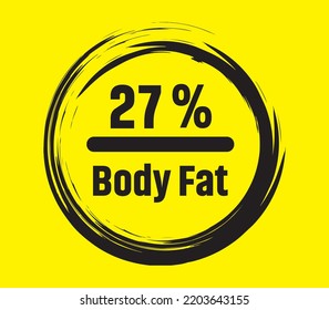 Body fat percentage calculation icon. Fat percent check on yellow background- Person suffering from obesity