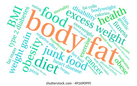 Body Fat word cloud on a white background. 