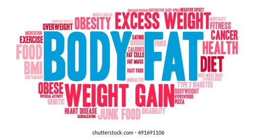 Body Fat word cloud on a white background. 