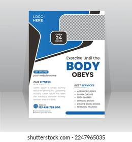 Body Fitness Center Flyer  Poster Cover for Body reshape, Building vector template