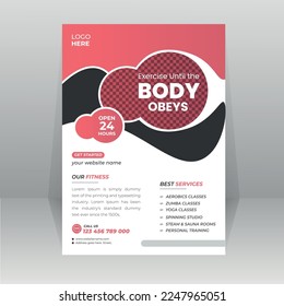 Body Fitness Center Flyer  Poster Cover for Body reshape, Building vector template