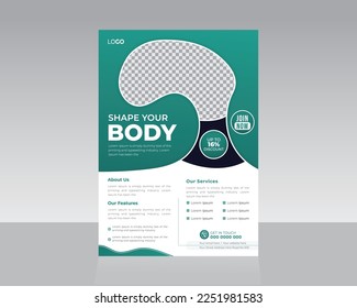 Body Fitness Gym Flyer, Poster, Leaflet design template Suitable for Fitness Club