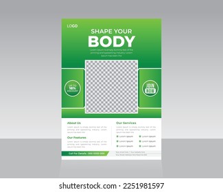Body Fitness Gym Flyer, Poster, Leaflet design template Suitable for Fitness Club