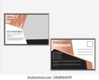 Body Fitness Postcard Design or Gym postcard template.


