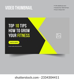 Body fitness social media web banner and youtube thumbnail design, editable vector eps 10 file format