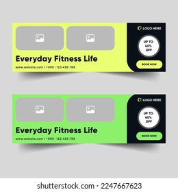 Body fitness web template banner design for social media posts