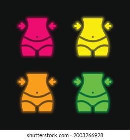 Body four color glowing neon vector icon