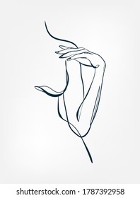 body girl figure line one art isolated vector illustration