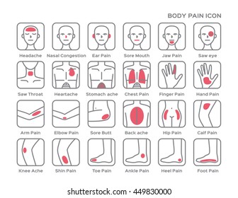 Body Head Arm Leg Neck And Foot Pain Icon Logo , Vector