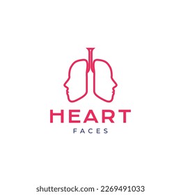body heart face couple line love minimal logo design vector icon illustration