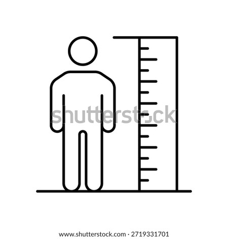 Body height measurement icon for human dimension and medical or fitness growth tracking