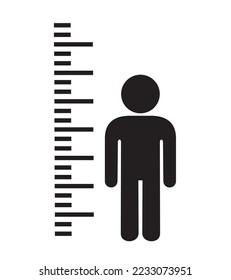 Body height - meter and gauge to measure physical height of person, human and man. Being tall or short. Vector illustration isolated on white.