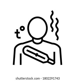 vector de icono de línea de alta temperatura corporal. signo de alta temperatura corporal. símbolo de contorno aislado ilustración negra
