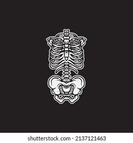 Body huma skeleton isolated in black background.
