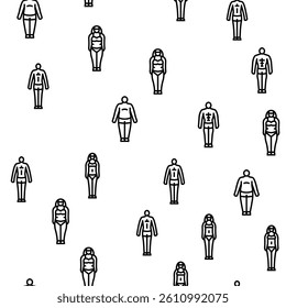 body human anatomy figure vector seamless pattern thin line illustration