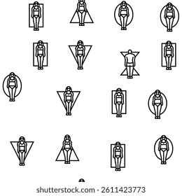 body human anatomy figure vector seamless pattern thin line illustration
