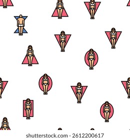 body human anatomy figure vector seamless pattern thin line illustration