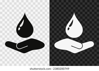 Icono de silueta de hidratación corporal, signo de glifo vector. Símbolo de agua de Ph aislado sobre fondo oscuro y transparente claro. Ph de sangre.