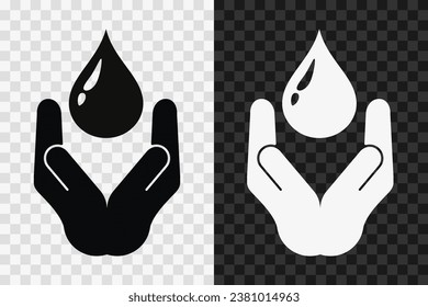 Icono de silueta de hidratación corporal, signo de glifo vector. Símbolo de agua de Ph aislado sobre fondo oscuro y transparente claro. Ph de sangre.