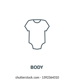 Body icon outline style. Creative thin design from baby things icon collection. Pixel perfect simple body icon. Web design, apps, software, print usage.