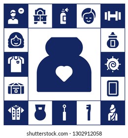  body icon set. 17 filled body icons.  Simple modern icons about  - Remove user, Woman, Football jersey, Pregnancy, Chest, Ossuary, Chakra, Mirror, Tshirt, Dumbbell, Spray bottle