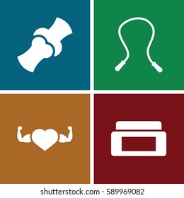 body icons set. Set of 4 body filled icons such as cream box, heart with muscles, bone