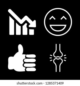 body icons set with bones, hand and laughing face stroke vector set