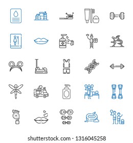 Body Icons Set. Collection Of Body With Family, Soap, Dumbbell, Kiss, Foot, Chest Expander, Massage, Ice Cream Truck, Dragonfly, Barbell, Dna. Editable And Scalable Body Icons.