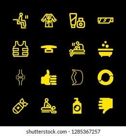 body icons set with scale, atm cash dollars bill and hand vector set