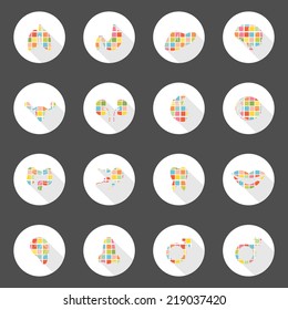 Body icons web long shadow design, can enable or disable shadows.