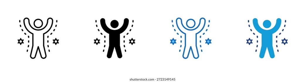 Vector de diseño de íconos de estilo múltiple de inmunidad corporal: figura humana con protección circundante que representa la fuerza inmunológica y el sistema de defensa del cuerpo