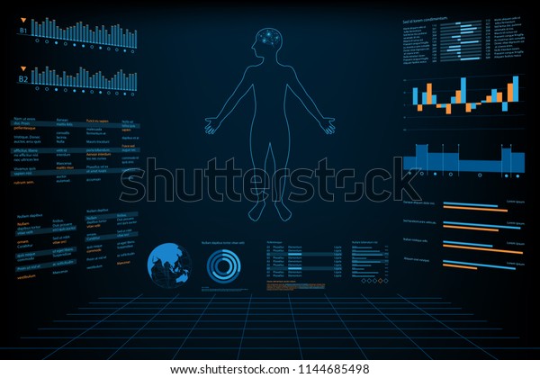 Body Information Futuristic Design Conceptgraph Analysis Stock Vector 