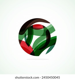 Body jewelry with a green and red circle design on a white background. The logo features a sleek rectangle and stylish font, symbolizing natural materials and fashion accessories like rings