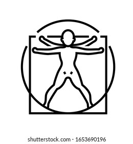 Body knowledge line icon, concept sign, outline vector illustration, linear symbol.