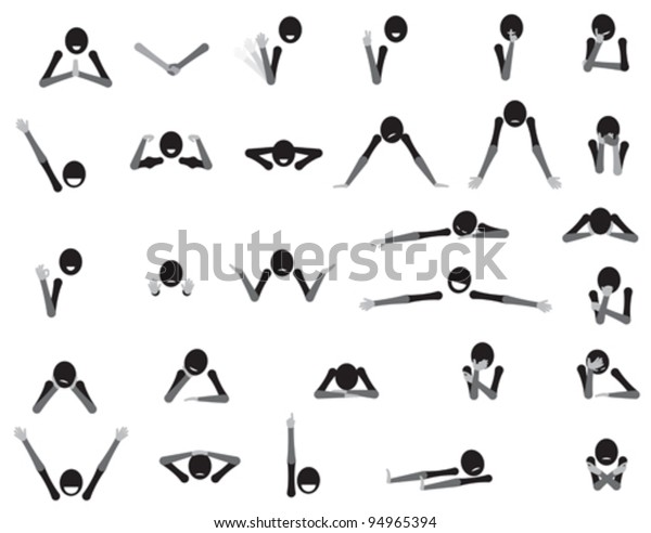 Body language cartoon symbols showing various gestures and emotions