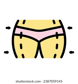 Body liposuction icon outline vector. Fat skin. Female after color flat