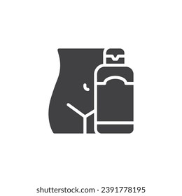 Body Lotion bottle vector icon. filled flat sign for mobile concept and web design. Intimate hygiene gel glyph icon. Symbol, logo illustration. Vector graphics