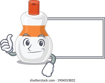Body lotion Caricature character design style with a white board. Vector illustration