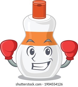 Body lotion Caricature character design as a champion of boxing competition. Vector illustration