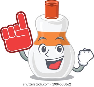 Body lotion in cartoon picture design with Foam finger. Vector illustration