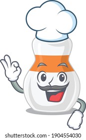 Body lotion chef cartoon drawing style wearing iconic chef hat. Vector illustration