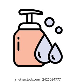 Body lotion color icon. Cosmetic bottle vector illustration isolated on white. Dispenser soap icon. Skin care simple style design, designed for web and app. Dispenser sign for web design isolated on w