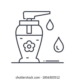 Body Lotion Concept Icon, lineare einzelne Illustration, dünne Linie Vektorgrafik, Webdesign-Zeichen, Umrisssymbol mit bearbeitbarem Strich auf weißem Hintergrund.
