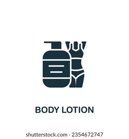 Body lotion icon. Monochrome simple sign from beauty and personal care collection. Body lotion iron icon for logo, templates, web design and infographics.