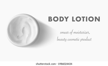 Body lotion jar isolated 3d realistic vector illustration. Body skincare product horizontal banner template