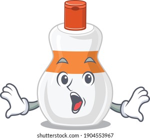 Body lotion mascot design concept showing a amazed gesture. Vector illustration