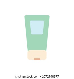 Body lotion tube, moisturizer vector icon green
