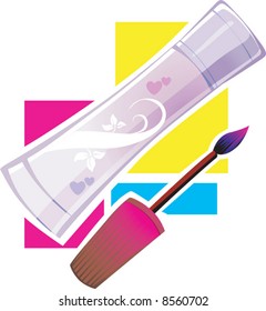 body lotion tube and nail polish brush	