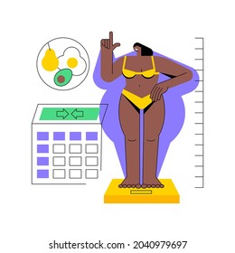 Body Mass Index abstract concept vector illustration. Health issue diagnostics, weight loss program, body mass fat index, healthy BMI, calculation formula, nutrition plan abstract metaphor.